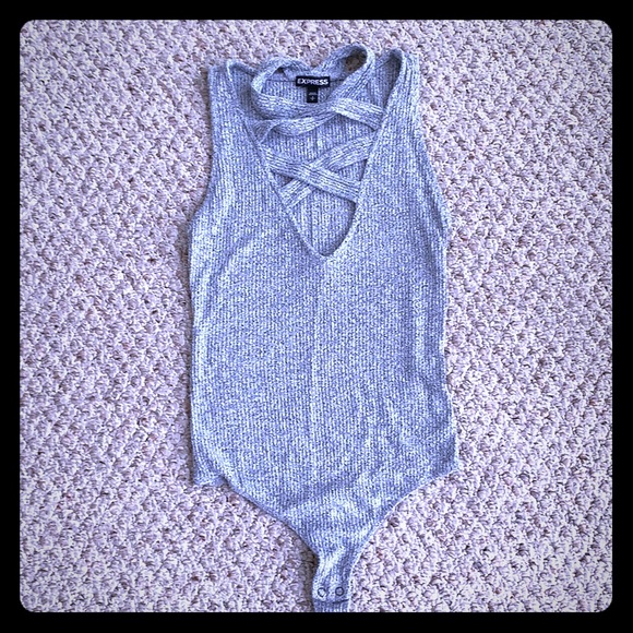 Express Tops - Express Grey Bodysuit, S